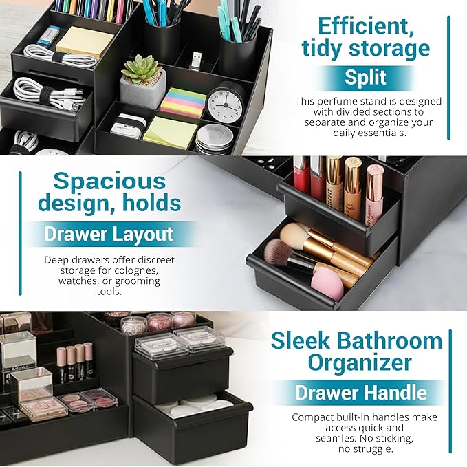 Cologne Organizer for Men, Bathroom Countertop Organizer, Vanity Storage Shelf, Perfume & Cologne Stand, Dresser Rack, Organizador de Perfumes, Bedroom essentials, Birthday Gift for Men