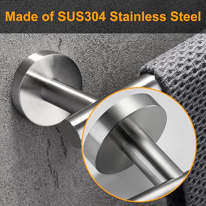 Nolimas Brushed Nickel Bath Towel Bar Single Bars Towel Rack Rod Classic Wall Mounted SUS304 Stainless Steel Bathroom Towel Holder Toilet Kitchen Towel Shelf Single Layer,16 inches