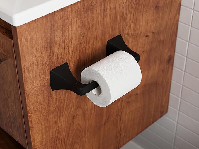 Pfister Bruxie 3-Piece Bathroom Hardware Set with Towel Bar, Towel Ring, and Toilet Paper Holder, Wall-Mounted, Matte Black Finish, BTBBIE3B