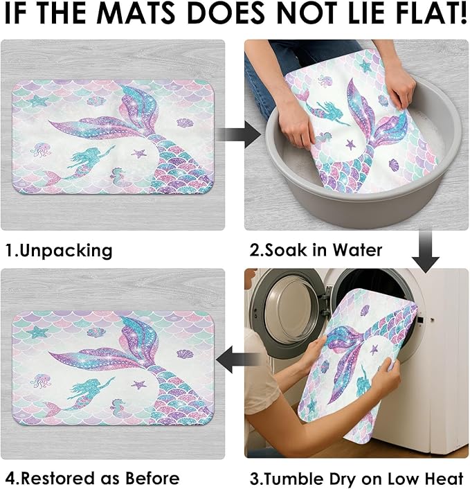 ArtSocket Pink Mermaid Tail Scales Bathroom Set with Shower Curtain and Rugs Accessories Sea Turtle Seahorse Octopus Conch Shower Curtain Set Cute Summer Bathroom Decor 4 Pcs