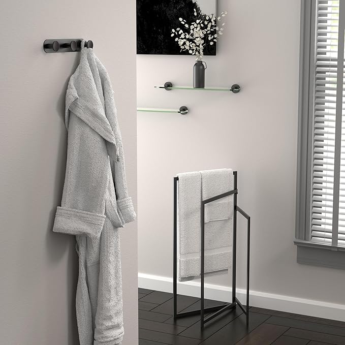 Gatco 4632MX Glam Towel Ring, Matte Black | Wall Mounted 6.5"W Towel Holder Ring for Bathroom