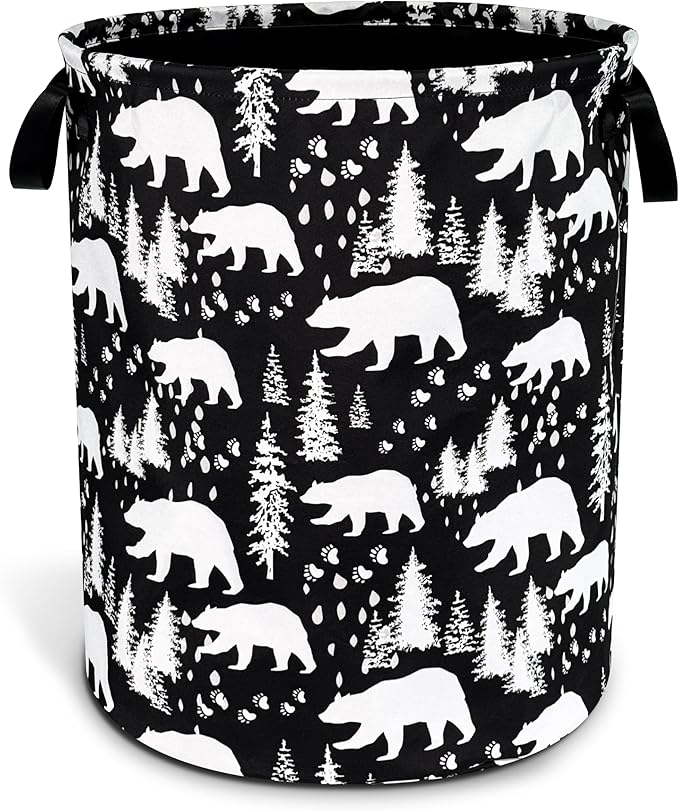 NUTAINLA Bear Laundry Basket Forest Bear Paw Foldable Oxford Cloth Funny Tote Bag Laundry Hamper Clothes Storage Bucket Toy Organizer For Bathroom/Laundry Storage/Bedroom 18.9x16.5 Inch