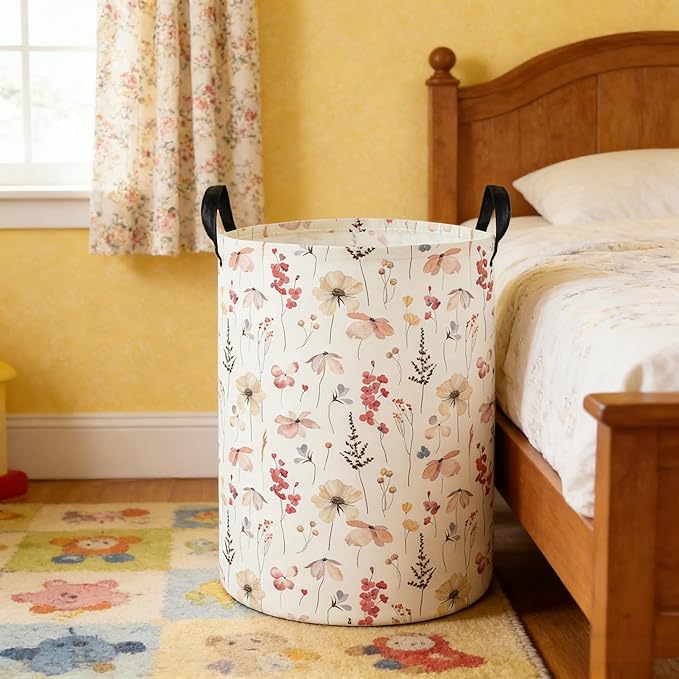 Laundry Hamper Baby Nursery Hamper Waterproof Foldable Kids Laundry Basket Kids Dirty Clothes Hampers Girl Room Decor for Home Gift Baskets(Floral)