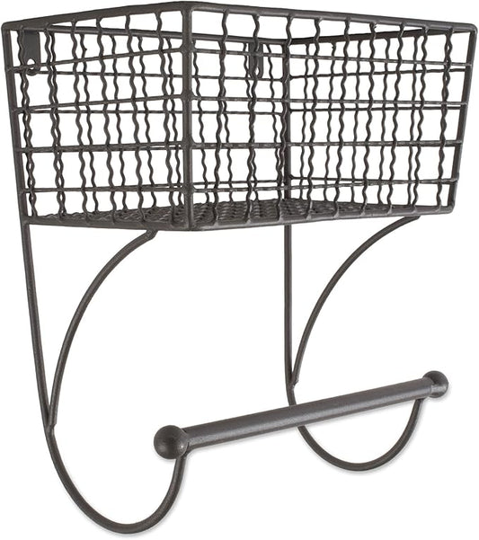 DII Rustic Farmhouse Bathroom Décor, Metal Storage, Small Towel Bar, Gray