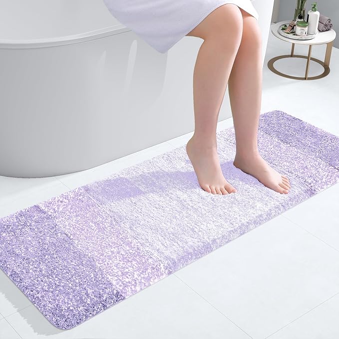 OLANLY Bathroom Rugs Mat 47x17, Extra Soft Absorbent Microfiber Bath Rug, Rubber Backing, Quick Dry, Machine Washable Bath Mats for Bathroom Floor, Tub and Shower, Home Decor Accessories, Light Purple