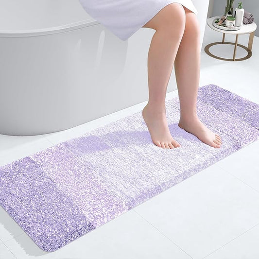 OLANLY Bathroom Rugs Mat 47x17, Extra Soft Absorbent Microfiber Bath Rug, Rubber Backing, Quick Dry, Machine Washable Bath Mats for Bathroom Floor, Tub and Shower, Home Decor Accessories, Light Purple