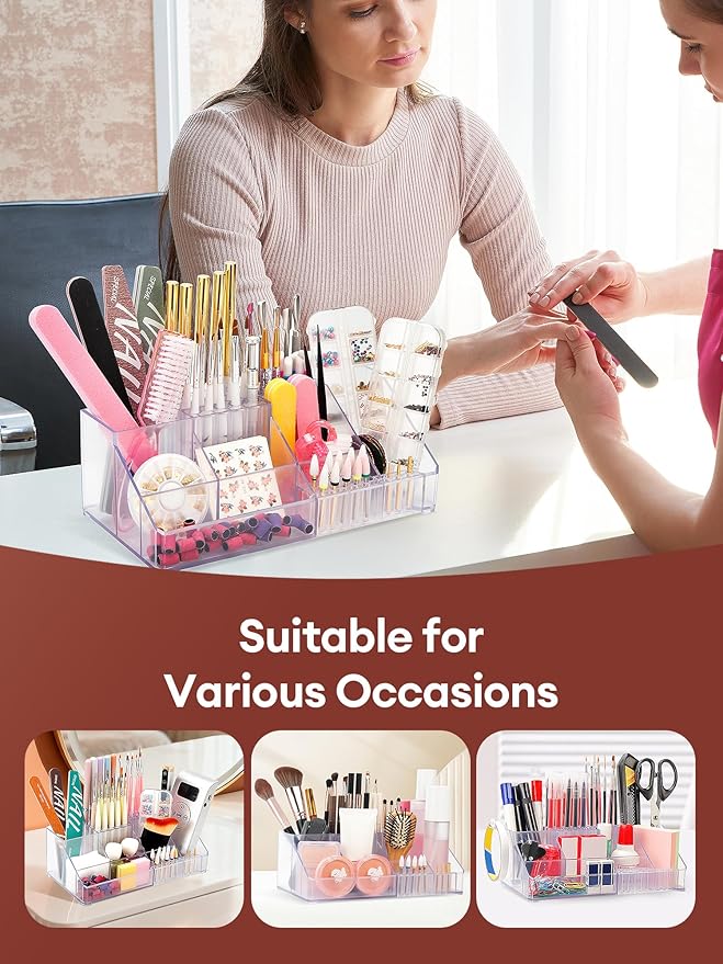 LIARTY Nail Drill Holder: Acrylic Nail Drill Bits Holder Makeup Organizer Case for Brush - Beauty Cosmetic Storage Box for Dresser Countertop and Bathroom Vanity