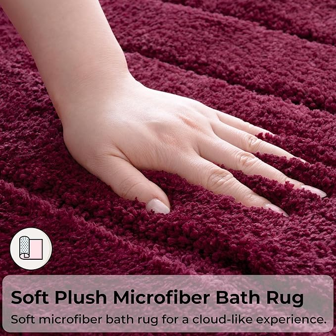 GRANNY SAYS Bathroom Rugs Non Slip, 24"x 48", Bath Rugs for Bathroom Washable, Bath Mats for Floor, Microfiber Bath Mat for Tub, Absorbent Bath Rugs for Shower Room, Strawberry Red