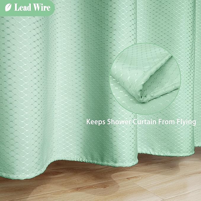 UFRIDAY Waffle Weave Fabric Shower Curtain with Mesh Window, Heavy Duty Decorative Bathroom Curtain with White Pique Pattern, Spa-Like Hotel Luxury, Water-Repellent,72 x 72 Inches