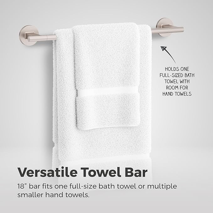 Pfister Capistrano Bath Towel Bar for Bathroom, 18-Inch, Wall-Mounted, Screw-in, Spot Defense Brushed Nickel Finish, BTBCSO1GS