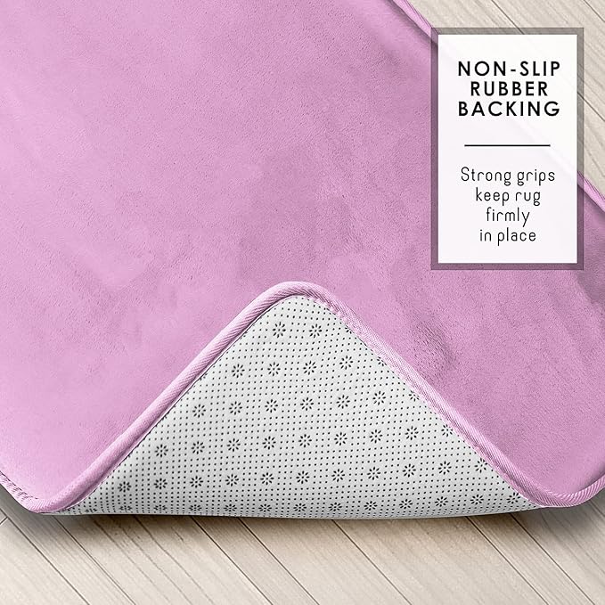 Clara Clark Bathroom Rugs, Velvet Memory Foam Bath Mat, Non-Slip, Machine Washable Bath Rugs - Dries Quickly, Ultra Soft Plush Bath Mats for Bathroom, 20 x 24, Lavender Dream
