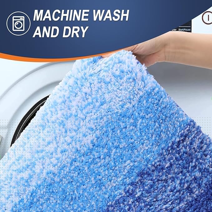 OLANLY Bathroom Rugs Mat 34x21, Extra Soft Absorbent Microfiber Bath Rugs, Rubber Backing, Quick Dry, Washable Bath Mats for Bathroom Floor, Tub and Shower, Home Decor Accessories, Light Royal Blue