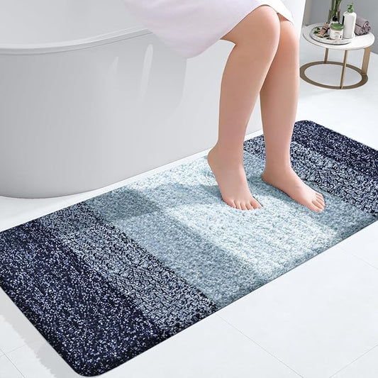OLANLY Bathroom Rugs Mat 47x20, Extra Soft Absorbent Microfiber Bath Rugs, Rubber Backing, Quick Dry, Machine Washable Bath Mats for Bathroom Floor, Tub and Shower, Home Decor Accessories, Airy Blue