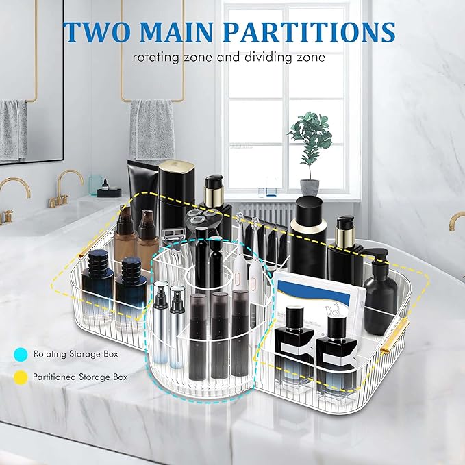Rotating Perfume Organizer,Cologne Stand,Cologne Organizer for Men,Clear Bathroom Countertop Organizer, Dresser Organizer for Bedroom,Makeup Organizer Countertop with Brush Holder