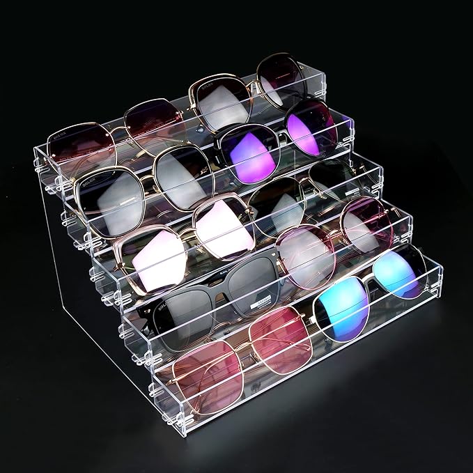 Sunglasses Organizer Countertop Stand, 5 Tier Sunglass Holder Display Rack, Nail Polish Organizer Acrylic Display Stand, Assembly Required