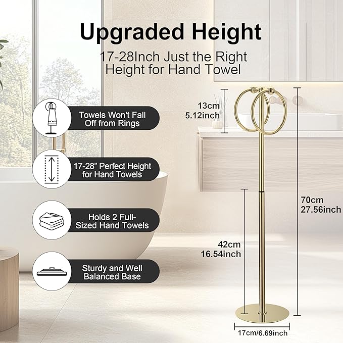 Adjustable Gold Towel Rack,Freestanding Bathroom Towel Holder
