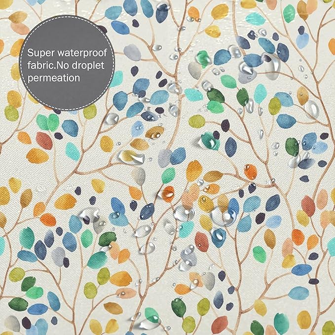 Boho Floral Shower Curtain, Spring Colorful Botanical Flower Leaves Bohemian Fabric Shower Curtain Set with 12 Hooks, Bathroom Bathtub Decor Cloth Curtain 72x72 Inches(183x183cm), Style-11
