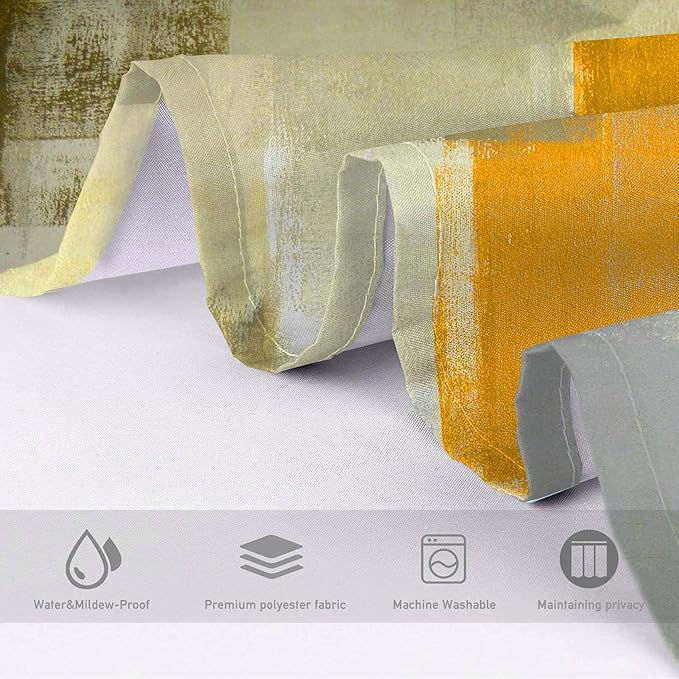 Lnond 4Pcs Bathroom Shower Curtain Sets with Rugs,Orange Modern Painting Art Bathroom Sets with Shower Curtain and Rugs and Accessories
