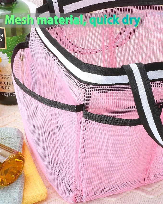 XL Mesh Shower Caddy Portable Shower Bag for College Dorm Camping Travel Gym(Pink)