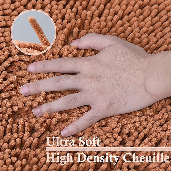 Bathroom Rugs Sets 3 Piece Non Slip Extra Absorbent Shaggy Chenille Bathroom Rugs and Mats Sets, Soft & Dry Bath Rug/Mat Sets for Bathroom Washable Carpets