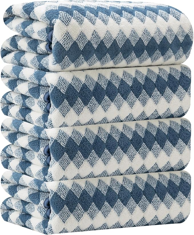 2Pcs Hand Towel 16"x31" Towel Set for Bathroom,Highly Absorbent Quick Dry Face Towel for Daily Use,Soft Microfiber Multipurpose Kitchen Hand Towel Set Collection for Hotel Spa Gym,Blue
