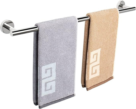 NearMoon Bath Towel Bar, Thicken Stainless Steel Shower Towel Rack Holder Wall Mounted for Bathroom, 26-lnch Overall Length-24-lnch Usable Hanging Space (1 Pack, Chrome Finish)