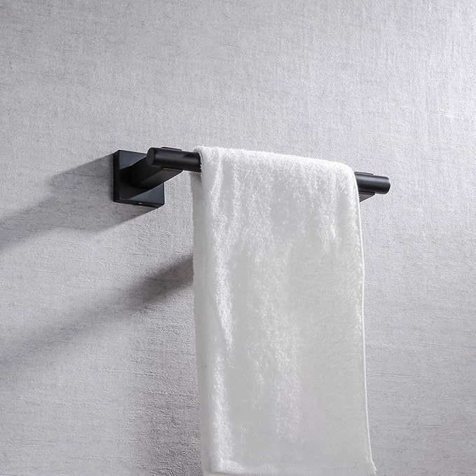 Miyili Matte Black 9-Inch Towel Bar SUS 304 Stainless Steel Hand Towel Holder for Bathroom or Kitchen Wall Mount, A02B23A
