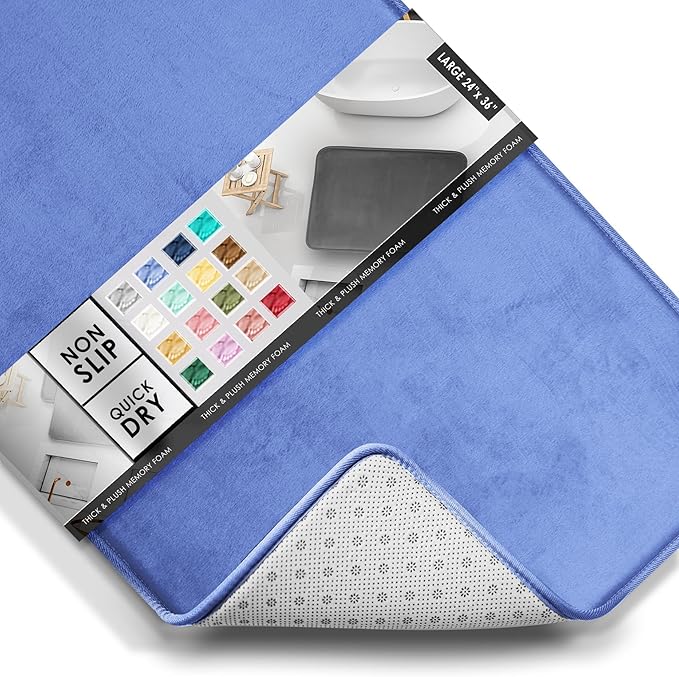 Clara Clark Bathroom Rugs, Velvet Memory Foam Bath Mat, Non-Slip Bath Rugs, Machine Wash, Dries Quickly, Ultra Soft Plush Bath Mats for Bathroom,