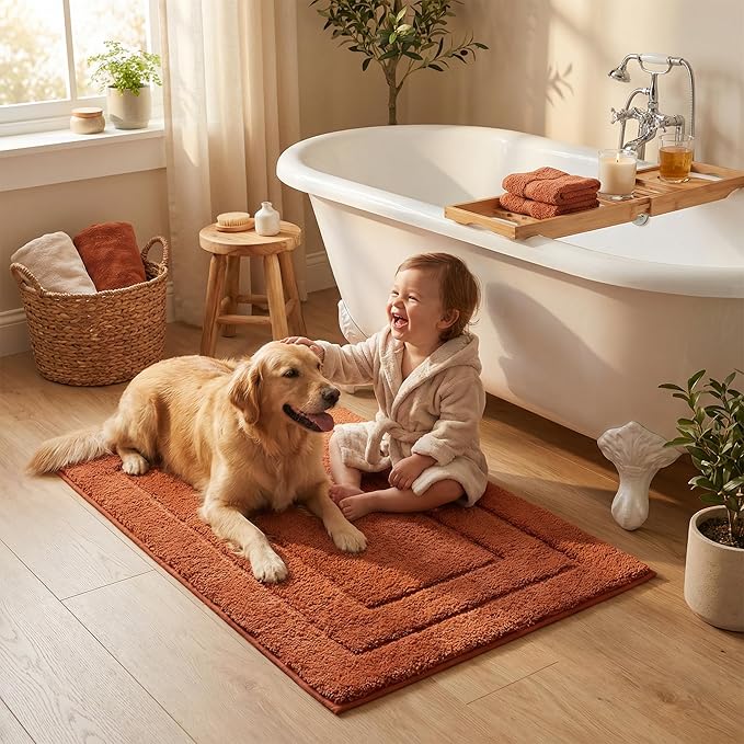 GRANNY SAYS Bathroom Rug Mat, Bath Mats for Bathroom Non-Slip, 24" x 36", Super Soft and Water Absorbent, Microfiber Bath Rugs, Machine Wash Dry, Large Bath Rugs for Floor, Terracotta