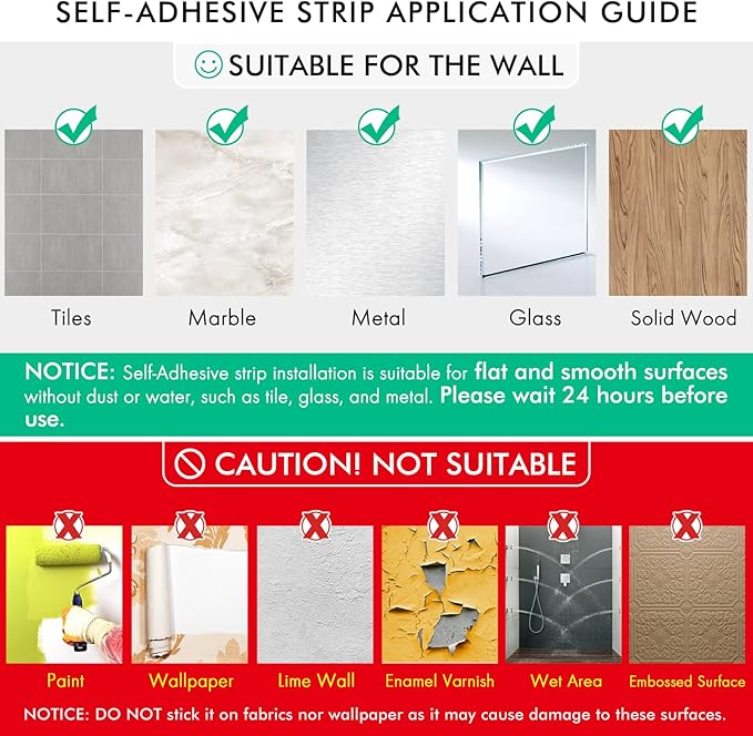 KES 23.6 Inch Adhesive Towel Bar for Bathroom Wall, Bath Towel Holder, Towel Rack No Drill, SUS304 Stainless Steel Brushed Finish, BTH7300S60-2