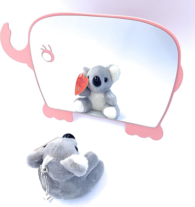 Kids Mirror for Girls Cute Desk Mirror Desktop Compact Mirror Pink with Stand Animal Shape Makeup Mirror Gift for Daughter