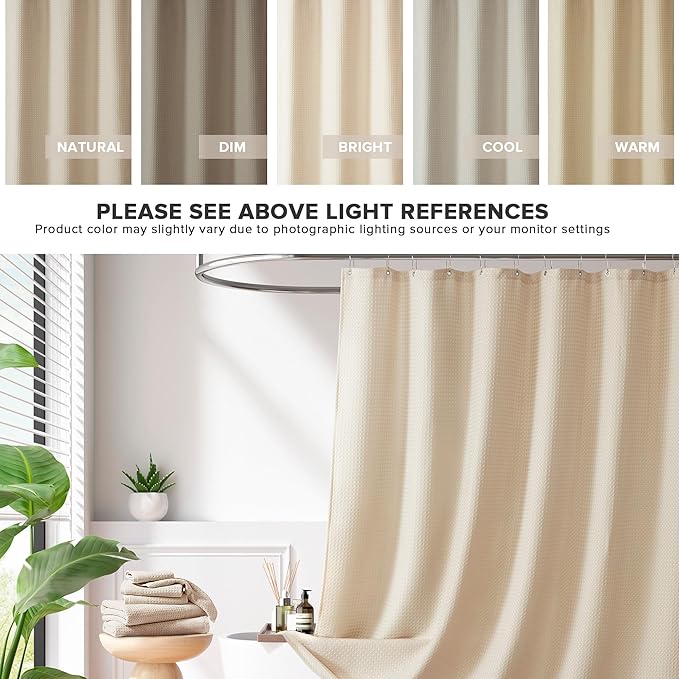 Madison Park Shower Curtain Waffle Weave, Vibrant Dyed, Waffle Shower Curtain 3M Scotchgard Moisture Management, Farmhouse Stall Shower Curtains for Bathroom, Stall: 36x72'' Beige