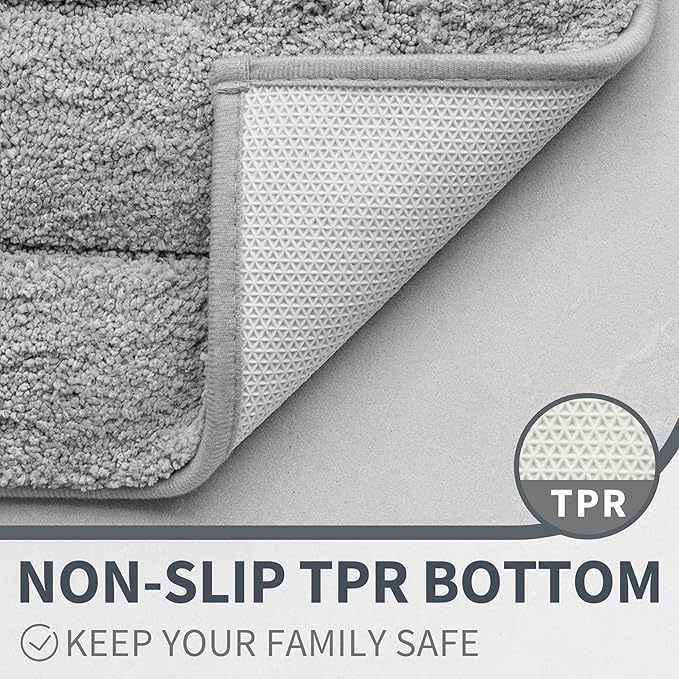 GRANNY SAYS Gray Bathroom Rugs, Bath Mats for Bathroom Non-Slip, Super Soft and Water Absorbent, Microfiber Bath Rugs, Machine Wash Dry, Large Bath Rugs for Bath Floor, Tub and Shower 36" x 24"