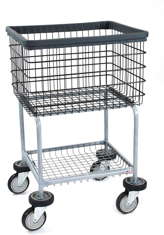 R&B Wire 300G/D7 Elevated Wire Laundry Cart, Dura-Seven™ Anti Rust Coating, Made in USA