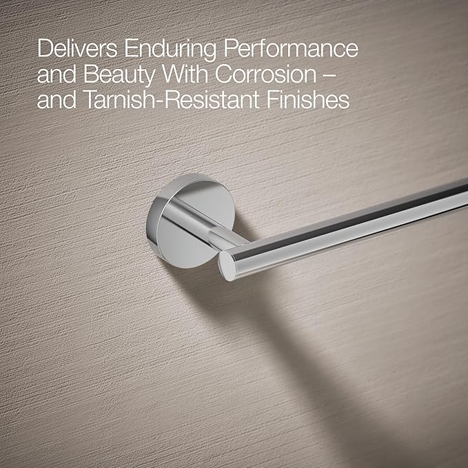 KOHLER K-27287-CP Elate® 24" Towel Bar, Minimalist Design, Premium Durable Metal, Corrosion Resistant, Polished Chrome