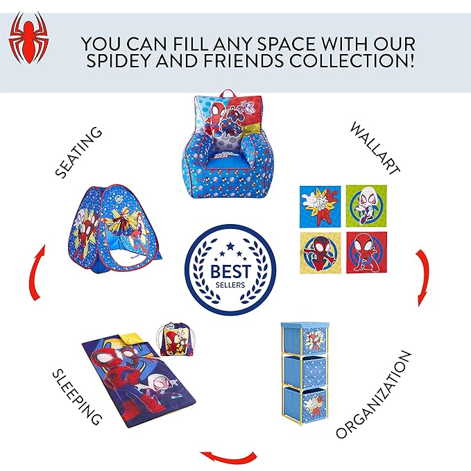 Disney Jr. Spidey and His Amazing Friends Pop Up Storage and Laundry Hamper, 21" H x 13.5" W X 13.5" L