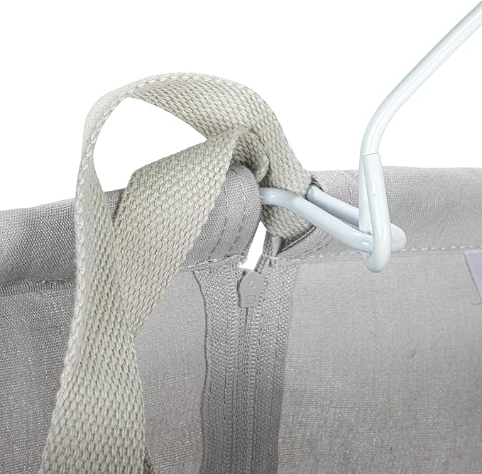 Household Essentials Door Hanging Laundry Bag, Washable Canvas Bag with Loop Handle, Holds Two Loads of Laundry, Great for Dorms and Small Spaces, Grey