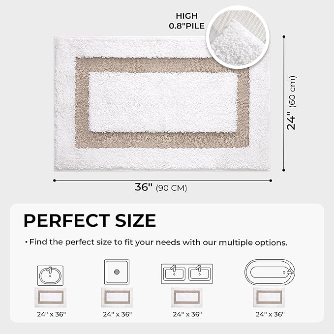 GRANNY SAYS Microfiber Bathroom Rugs Non Slip Washable, Water Absorbent Bathroom Mats for Tub, Soft Bath Mats for Bath Floor & Shower, Bath Rug, 24" x 36", Khaki Bath Rugs