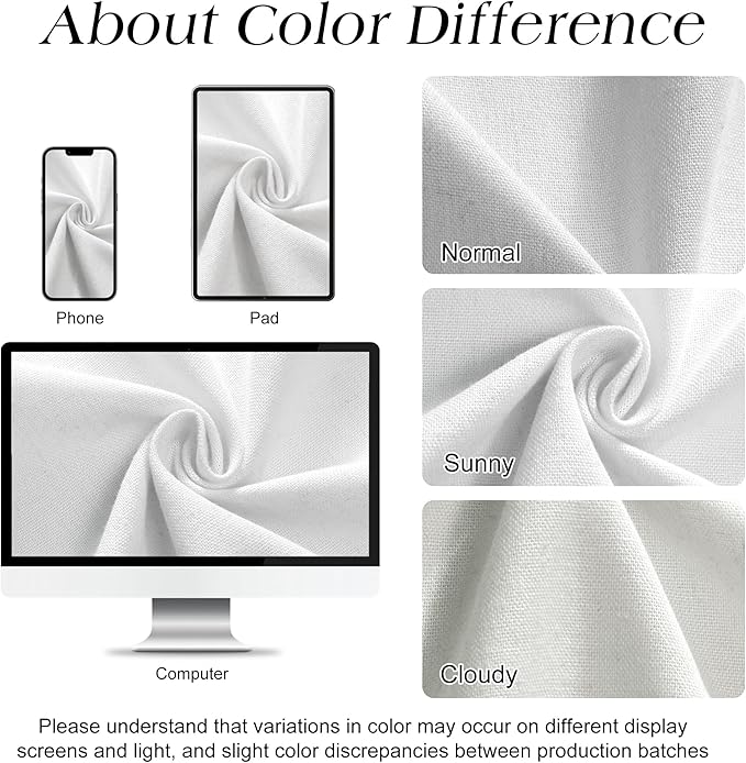 Naturoom White Linen Shower Curtain, Cloth Textured Fabric Shower Curtain Set with Hooks, Simple Elegant Modern Farmhouse Country Ultra Thick Bath Curtains for Bathroom,Water Repellent,48x72