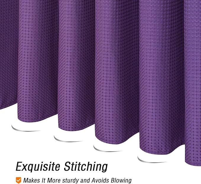 Gibelle Purple Shower Curtain, Waffle Weave Textured Fabric Shower Curtain for Bathroom - Soft Cloth & Hotel Spa Luxury, Water Repellent, Machine Washable, 72X72, Purple