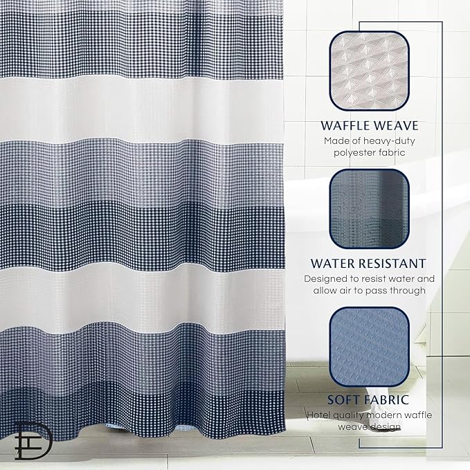 Dainty Home Ombre Waffle Weave Shower Curtain (Navy)