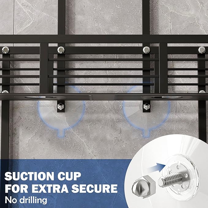 Shower Caddy Hanging, Never Rust Aluminum Shower Organizer, Over Showerhead No Drilling Shower Racks, with Soap Holder Multi Hooks Bathroom Storage for Shampoo Sponge,Silvery