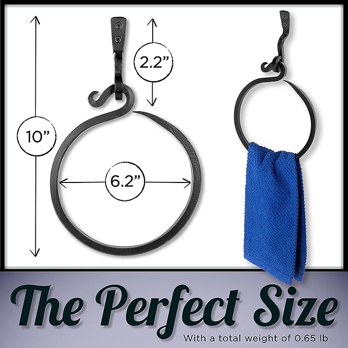 Wrought Iron Towel Ring - A Touch Of Artisanal Charm To Your Kitchen Or Bathroom With Our Handmade Towel Rack. Crafted By Blacksmiths, This Rustic Towel Rack Will Add A Timeless Elegance To Your Space