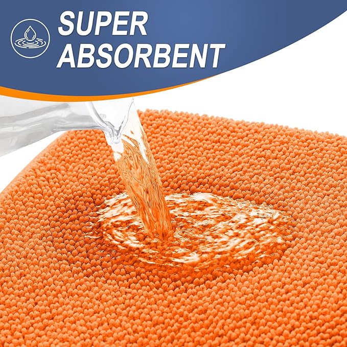 OLANLY Thick Memory Foam Bath Mat Rug 44x24, Extra Soft Absorbent Bathroom Rug, Quick Dry Bath Mats, Non-Slip, Machine Washable Carpet for Bathroom, Tub and Shower, Home Decor Accessories, Orange