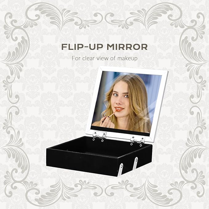 BYOOTIQUE Makeup Box Organizer with Mirror 2-Tier Trays Hairdressing Case Lash Storage Box for Manicurist Nail Tech Travel Beauty Salon Hairstylist,Rococo GainsBoro