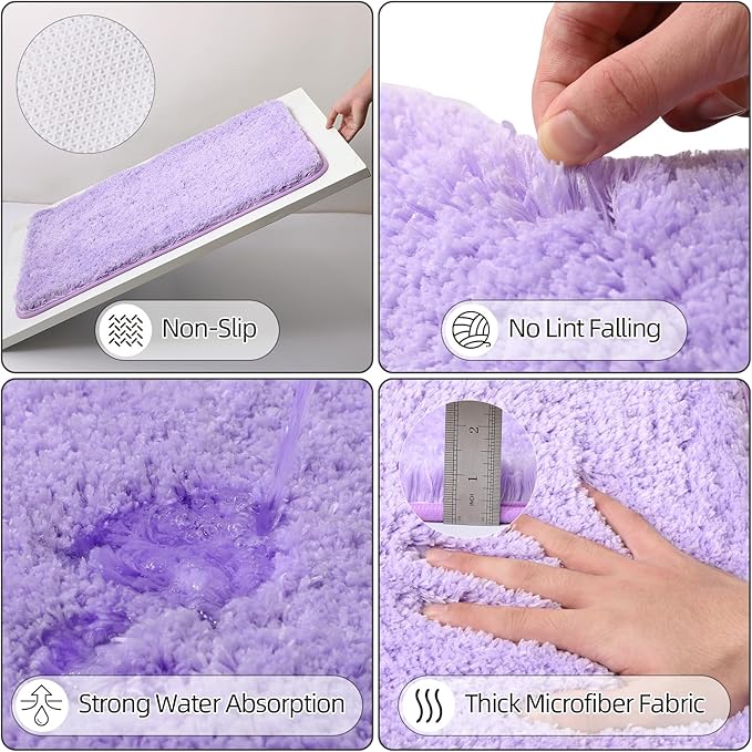 XLHOMO Bathroom Sets with Shower Curtain and Rugs, 27PCS Purple Bathroom Accessories Set with Trash Can, Purple Shower Curtain Set, No Slip Super Absorbent Bathroom Rugs