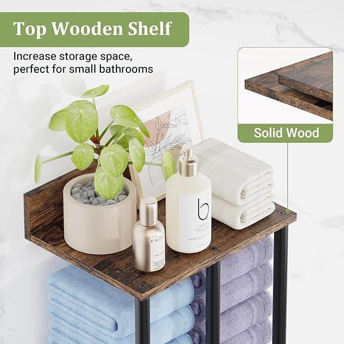 Large Capacity Three-Layer Towel Racks for Bathroom Wall Mounted, Updated 3 Bar Towel Holder for Bath Wall, Bath Towel Rack for Bathroom Wall, Metal Small Bathrooms Towel Storage Rack, Rustic