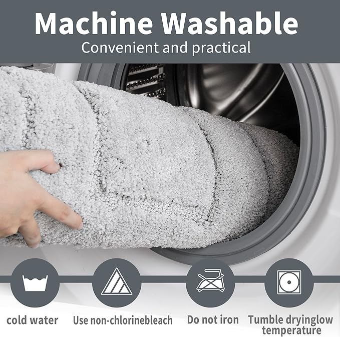 GRANNY SAYS Gray Bathroom Rug Mat, Bath Mats for Bathroom Non-Slip, Super Soft and Water Absorbent, Extra Large Bath Rugs, Microfiber Bath Rugs for Bath Floor, Tub and Shower, 59" x 24"