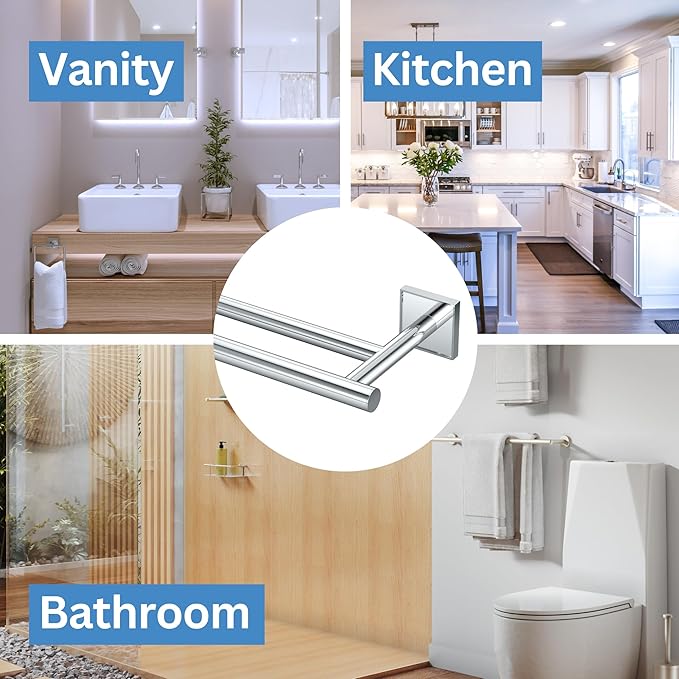 Gatco 5614 Mode Double Towel Bar, Chrome/Wall Mounted 24 Inch Double Towel Holder Rack for Bathroom