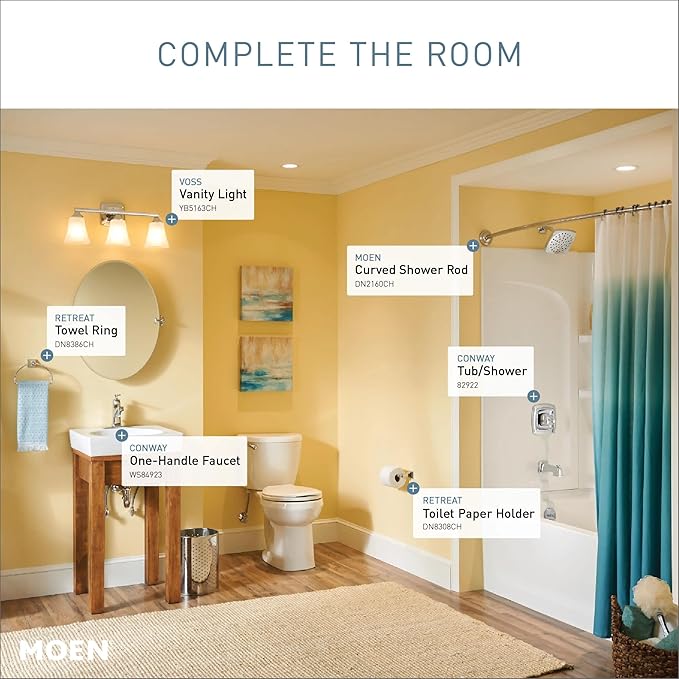 Moen DN8386CH Retreat Collection Bathroom Hand Towel Ring with Hardware, Chrome